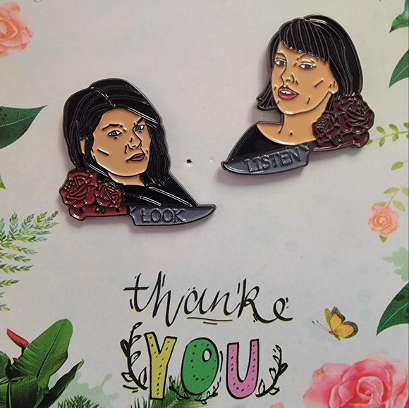 MFM My Favorite Murder Podcast Hosts Karen & Georgia True Crime Enamel Pin Set - Picture 4 of 6